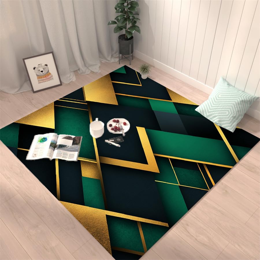 Tappeto 120X170 Geometria Verde Tappeto Salotto Moderno,Tappeti Camera Da Letto Antiscivolo,Tappeto Pelo Corto,Tappeto Grande Per La Decorazione Domestica