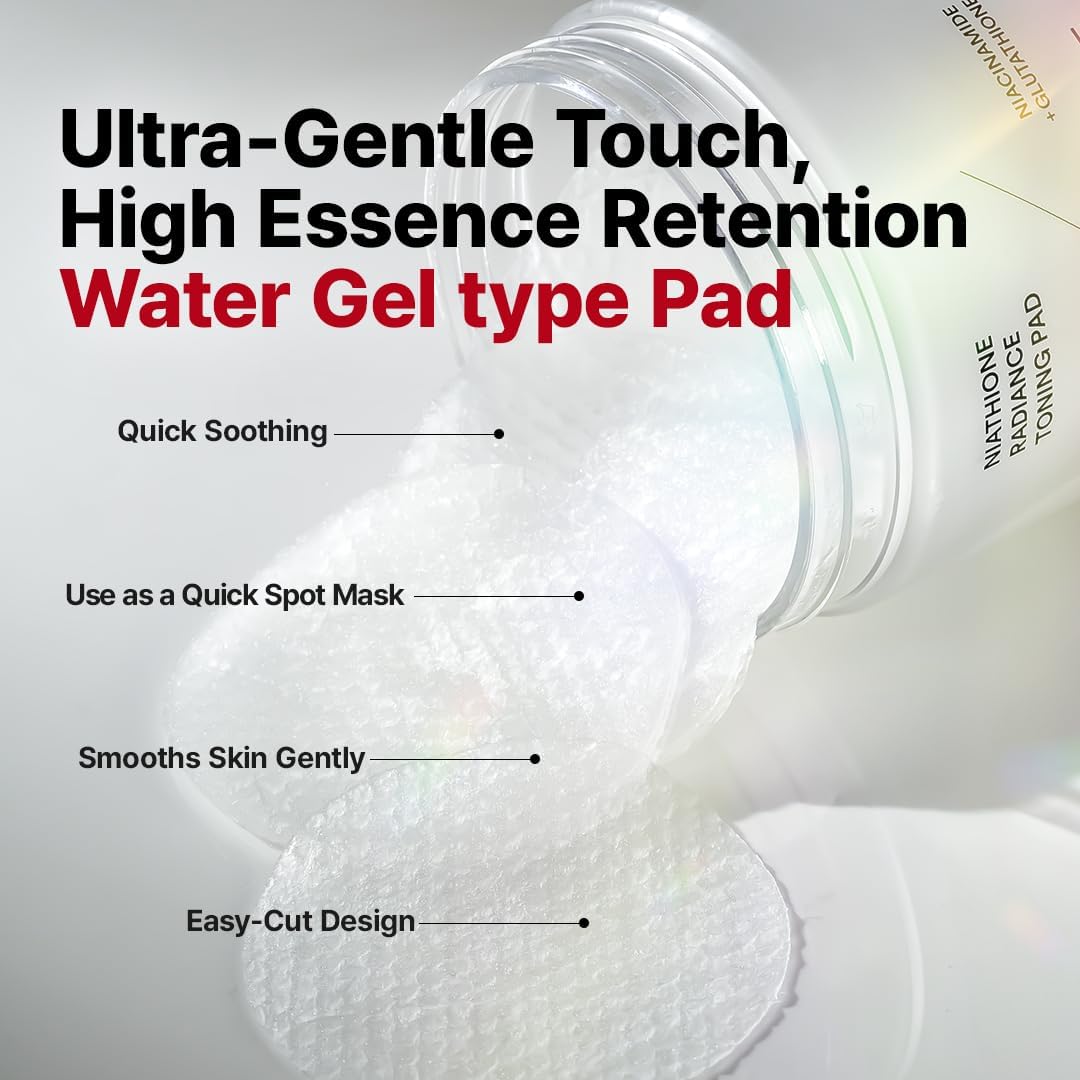 Anotherface Niathione Toner Pad 70 Sheets | Quick Soothing & Brightening Water Gel Face Pads for Glass Skin | Containing Niacinamide and Glutathione Korean Skincare - Image 3