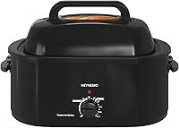 Vista 16 de Horno tostador de 18 cuartos de galón con tapa de autohilvanado, horno eléctrico de pavo de acero inoxidable de 1450W con asas de tacto frío, Negro