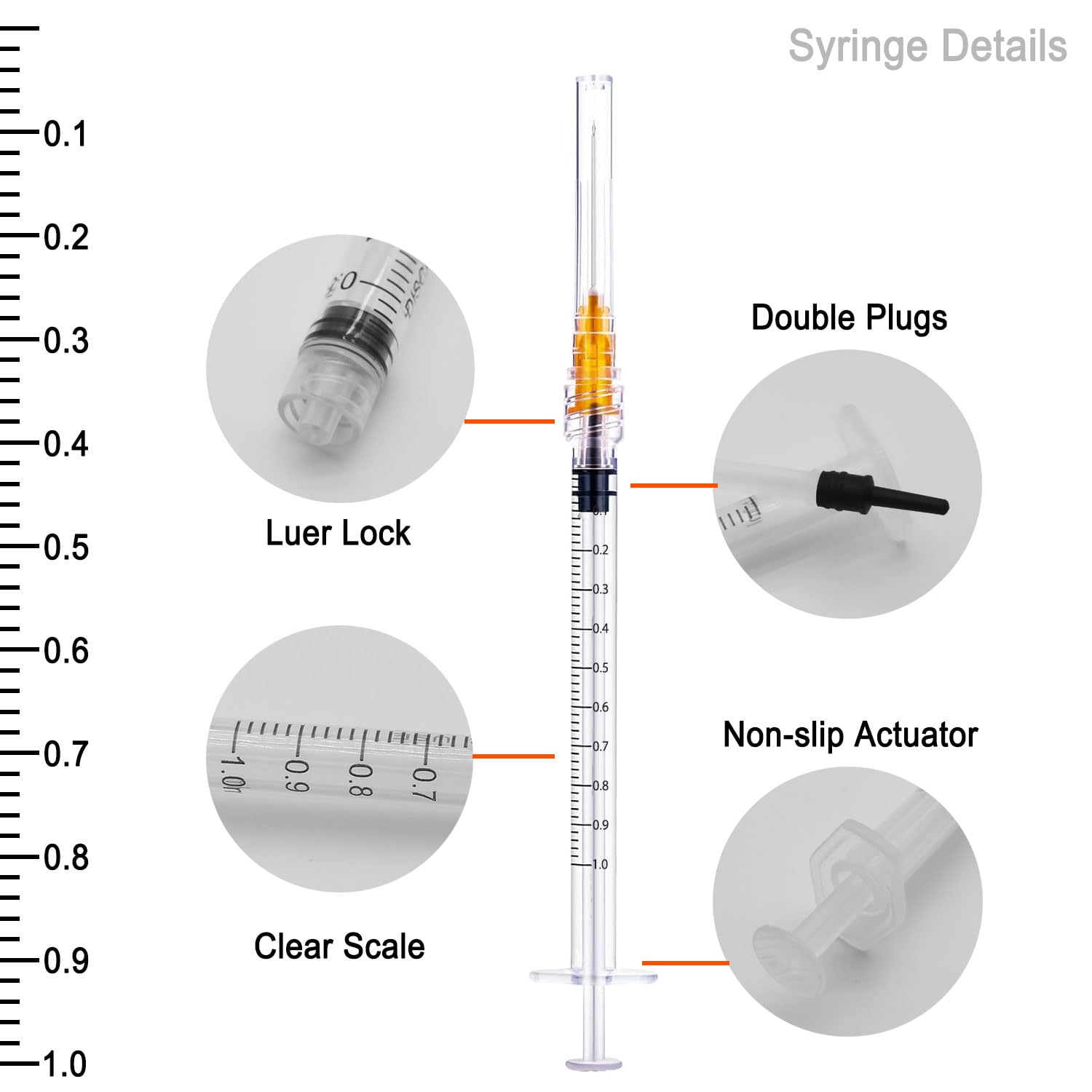 1ml Syringe with 25G 1 inch Needle, 1ml Luer Lock Syringe, Needles for Injections, Individual Package, Pack of 30 — Amazon image 7