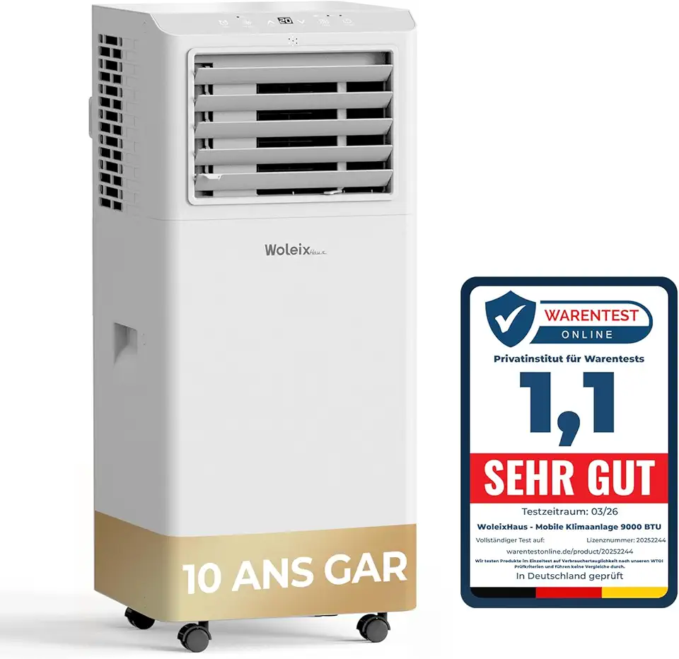Climatiseur Mobile 9000 BTU, 5 en 1 Climatiseur Portable avec Mode Auto, Clim Mobile Silen