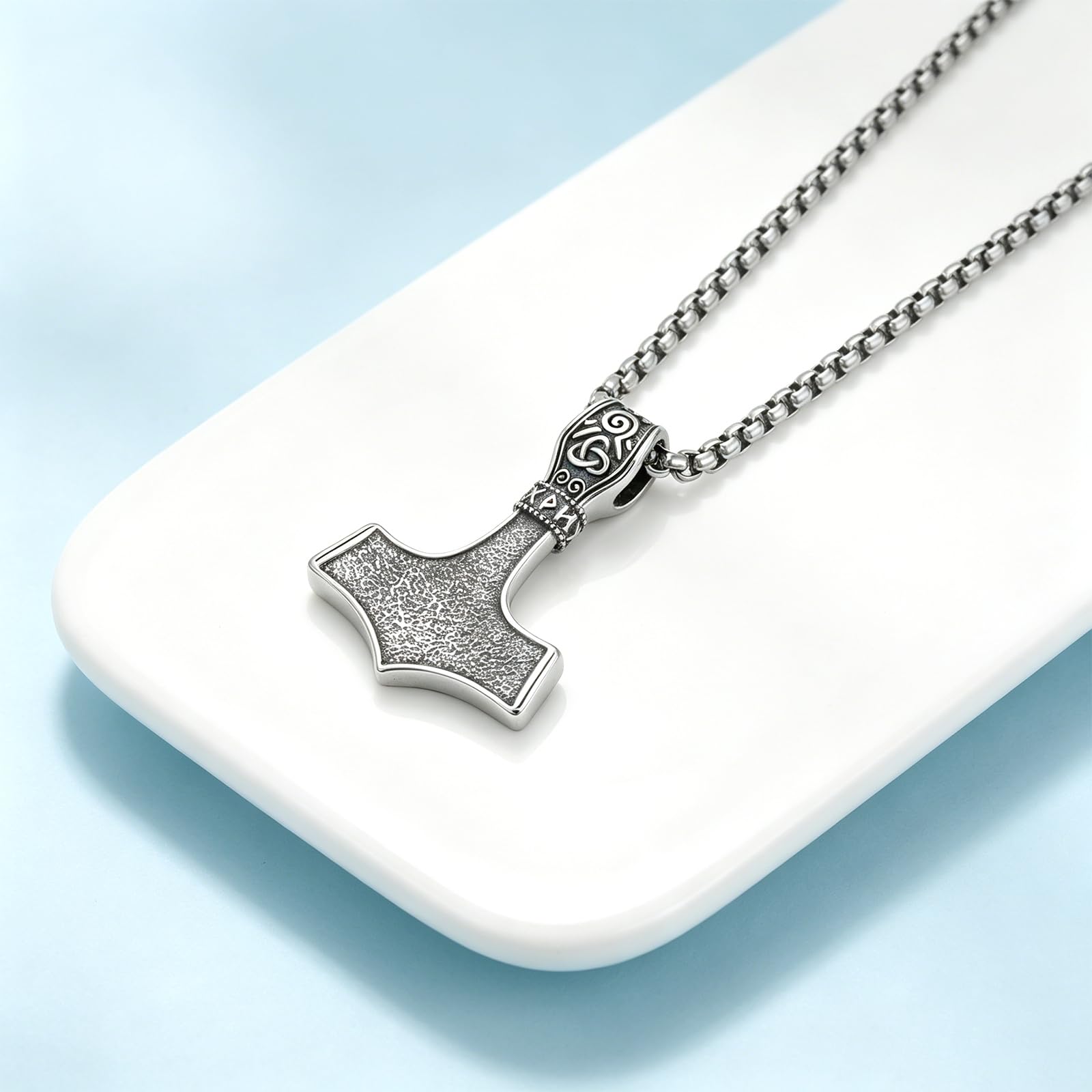 URONE Thor-Hammer-Kette Sterlingsilber Mjölnir-Anhänger Nordisches Runen-Amulett Wikinger-Schmuck Geschenkidee Für Herren