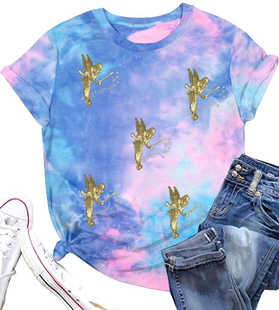 Magical Shirt for Women Magic Princess Sequin Top Vacation Holiday Short Sleeve Top Graphic Tshirt