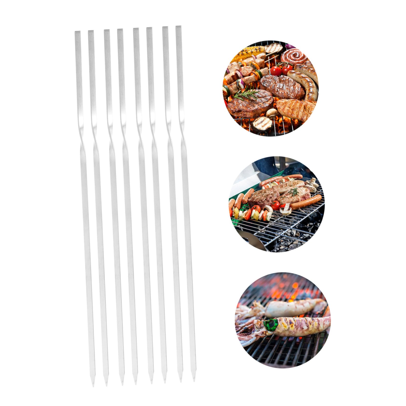 Brocheta para Asar 30 Piezas de Acero Inoxidable Reutilizable | Plata, Diseño Aislante del Calor y Agarre Cómodo, Firme para Carne y Verduras, 1 Juego