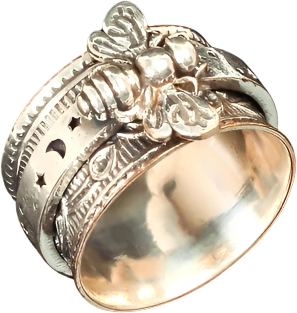 HighLightIN 925 Sterling Silver Fidget Ring Honeybee