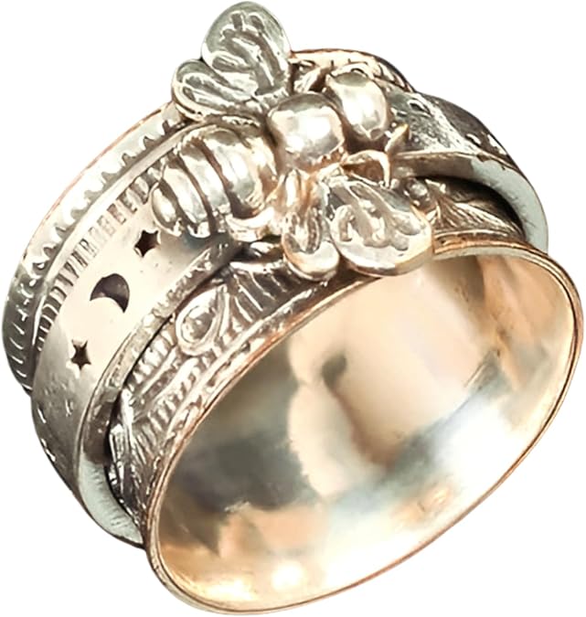HighLightIN 925 Sterling Silver Fidget Ring Honeybee