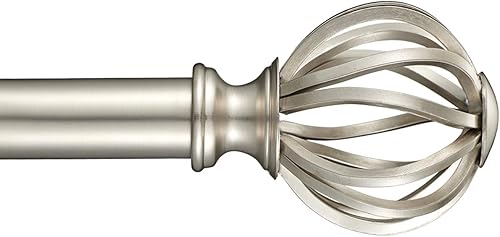 Miniatura 1 de Barra de cortina ajustable para ventana de 28 a 48 pulgadas, níquel cepillado, 1 pulgada de diámetro, juego de barras de cortina individuales de