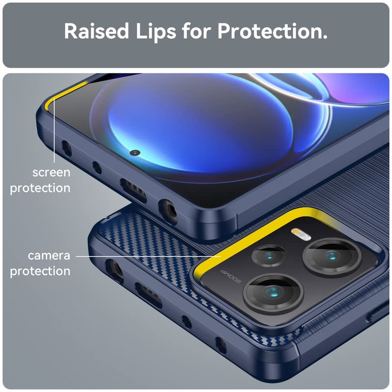 Image of Hybrid Carbon Fiber Back Case for Redmi Note 12 Pro Plus 5G (Blue)