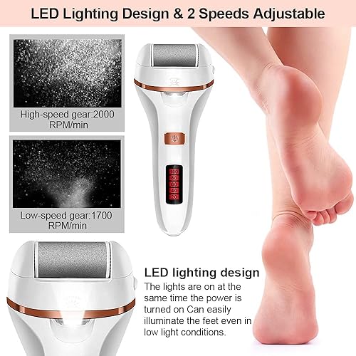 Miniatura 2 de Removedor eléctrico de callos para pies, herramientas de pedicura recargable, kit de cuidado de pies, removedor de callos para pies con 3 cabezales