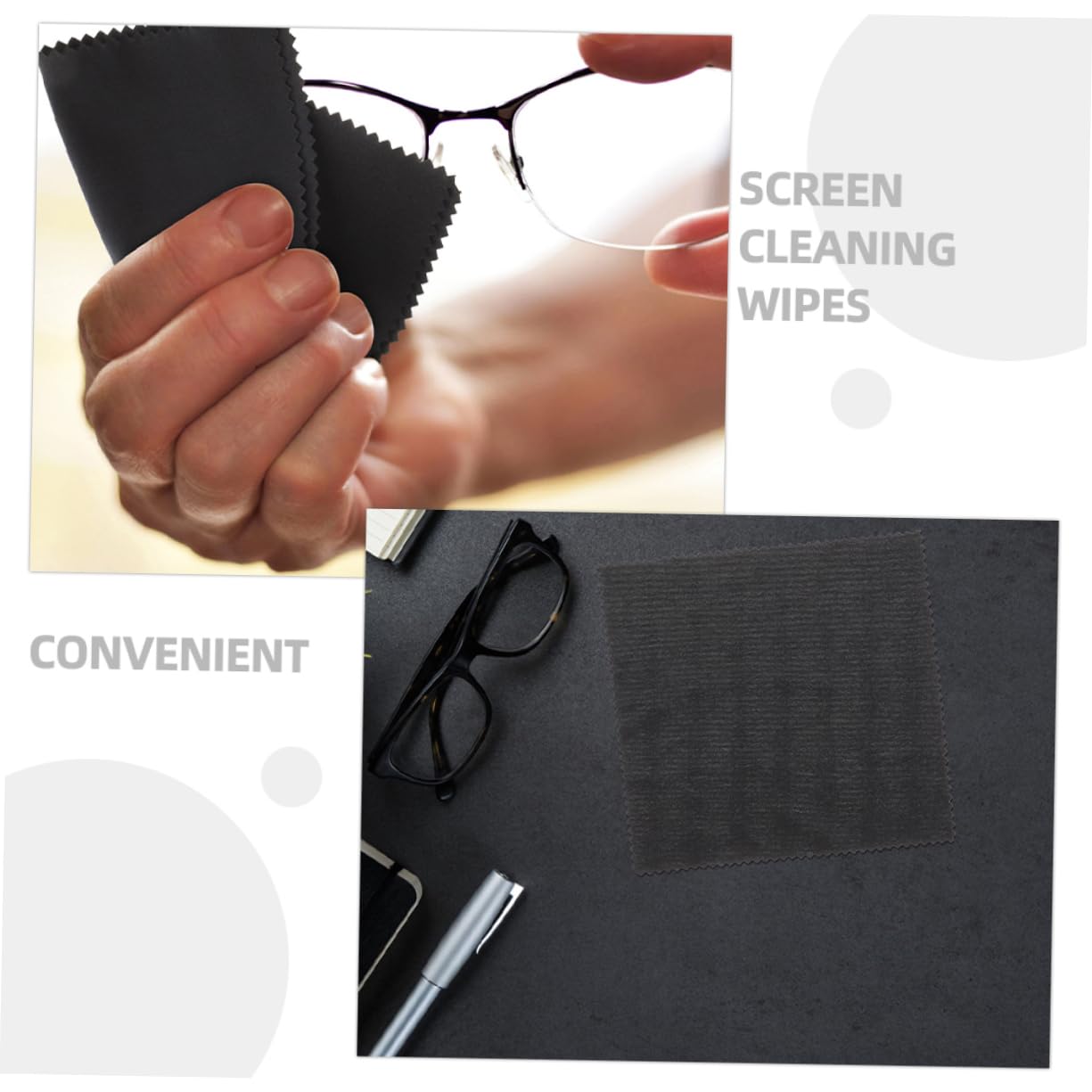 PACKOVE Para Gafas Limpieza De Gafas De Pantalla Tableta Técnico Limpiadoras De Anteojos Para Lentes Fibra Extrafina Black 50 Piezas*4