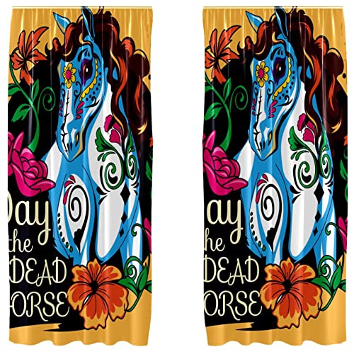 Paneles Día de los Muertos de 55x84" con caballo amarillo para decorar salón y dormitorio 2