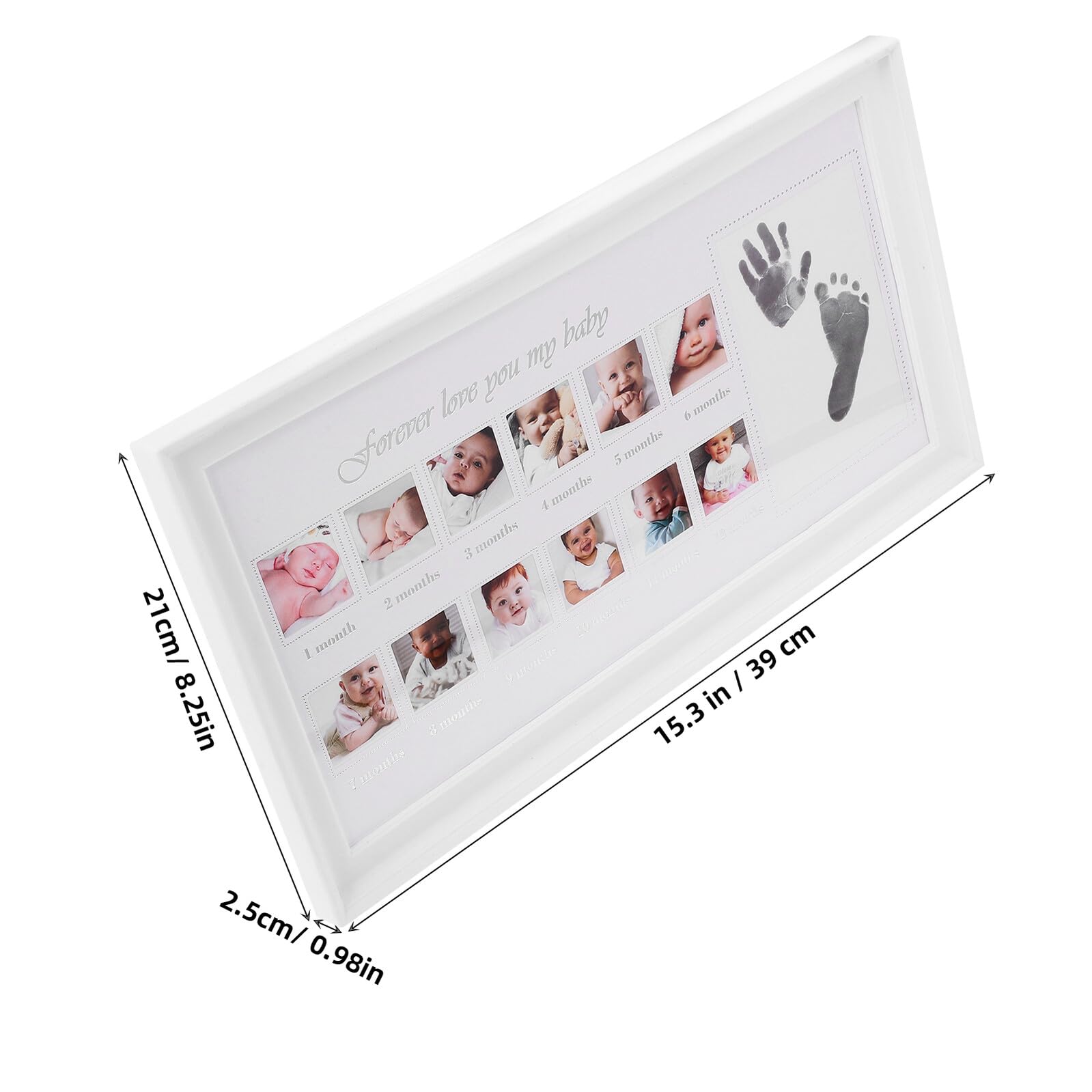 Marco de Fotos de Pp y Pvc para Bebés Huellas de Manos y Pies Marco Elegante Blanco Obsequio Adecuado Decoración para Pared y Mesa para Nuevos Padres