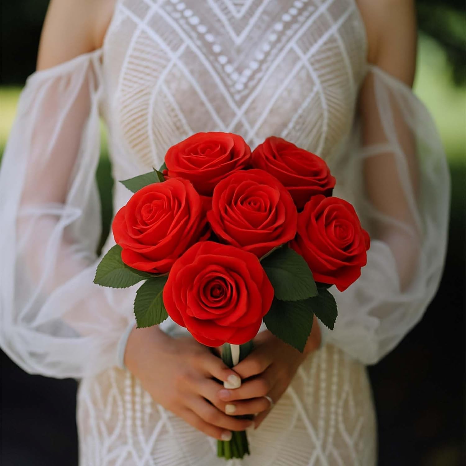 50 Pcs Red Fake Roses Artificial Flowers with Stems, Valentine's Day Gifts, Real Touch Foam Rose Bulk Faux Flowers for DIY Wedding Bouquets Centerpiece Bridal Shower Party Home Valentine Decor - Image 6