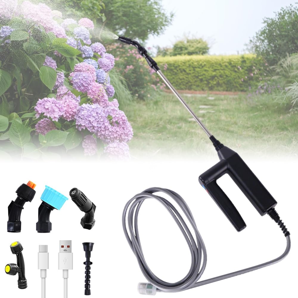 Pulvérisateur électrique 7.4V avec 3 buses et tuyau 8m pour grand jardin