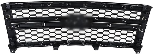 Miniatura 7 de Silscvtt Parachoques delantero parrilla superior cromado marco y panal negro estilo panal de repuesto para Silverado 1500 2014-2015