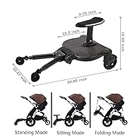 Vista 6 de Tabla universal para cochecito con asiento desmontable, apto para la mayoría de marcas de cochecitos, tabla de pie para cochecito, soporta niños