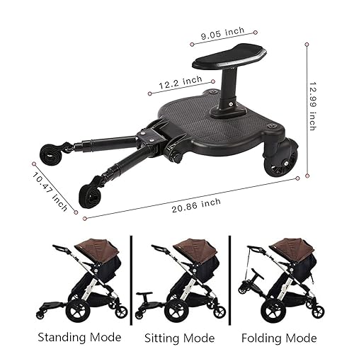 Miniatura 6 de Tabla universal para cochecito con asiento desmontable, tabla planeadora para cochecito adecuada para la mayoría de marcas de cochecitos, tabla de