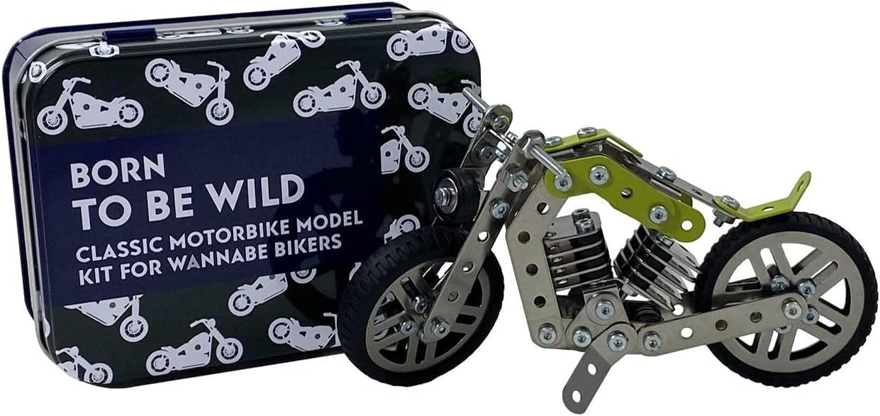 Apples to Pears Born To Be Wild Motorbike Model Gift In A Tin, silver, green and black, Mittel