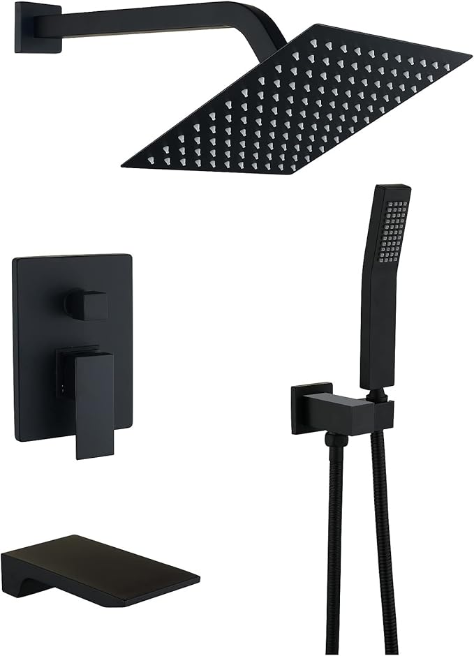 Bathtub Shower System Matte Black Shower and Tub Faucet set with 10