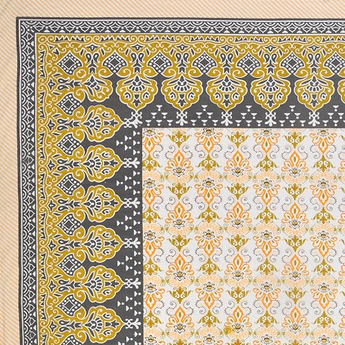 Image of RajasthaniKart Pure 100% Cotton 240 TC King Size BEDSHEET with 2 Pillow Cover - 90X108 (Suitable for King Size Bed Sheet or Double Bed, Yellow) PSP136
