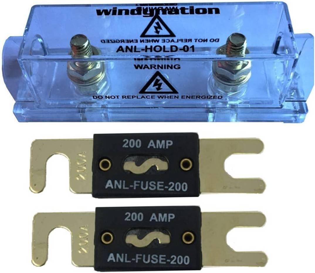 WindyNation ANL Fuse Holder + Fuse (2pcs 200A)