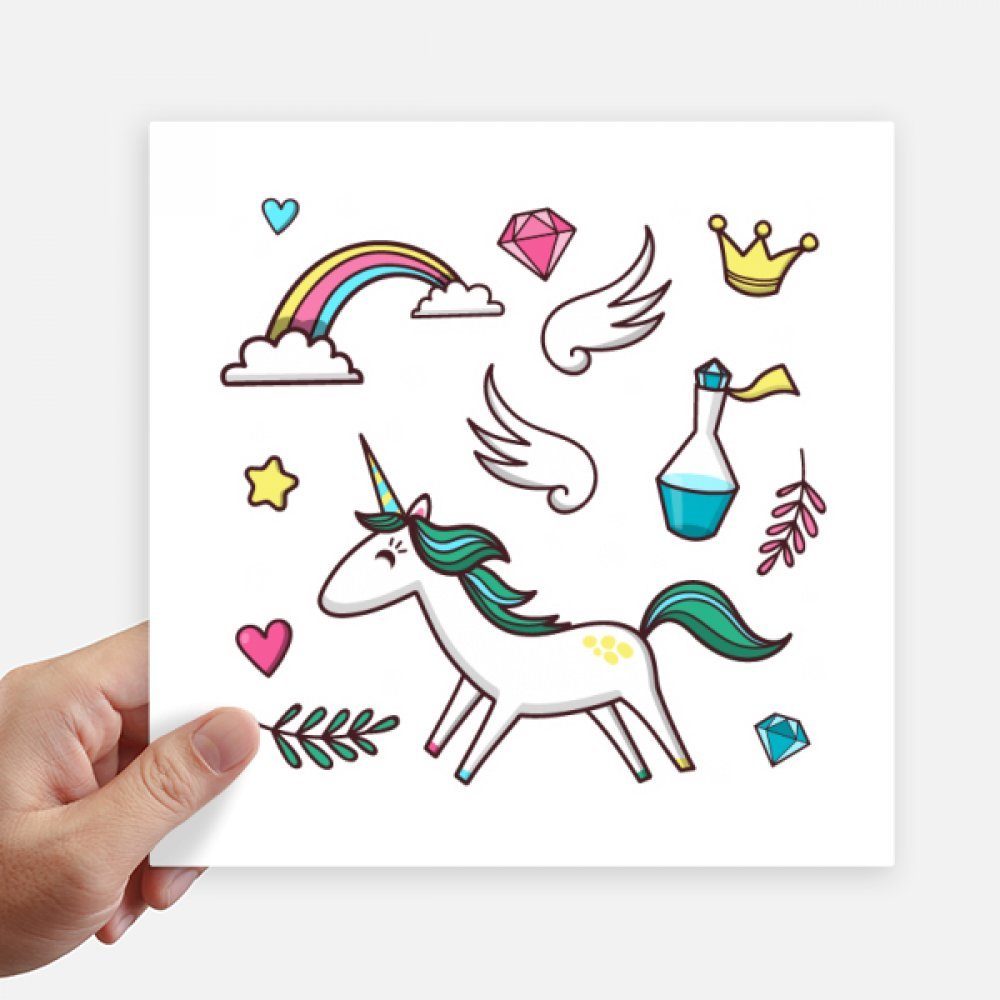 Pegatinas de pared de unicornios DIYthinker de 20cm para maleta y moto, pack de 4 piezas cuadradas 1