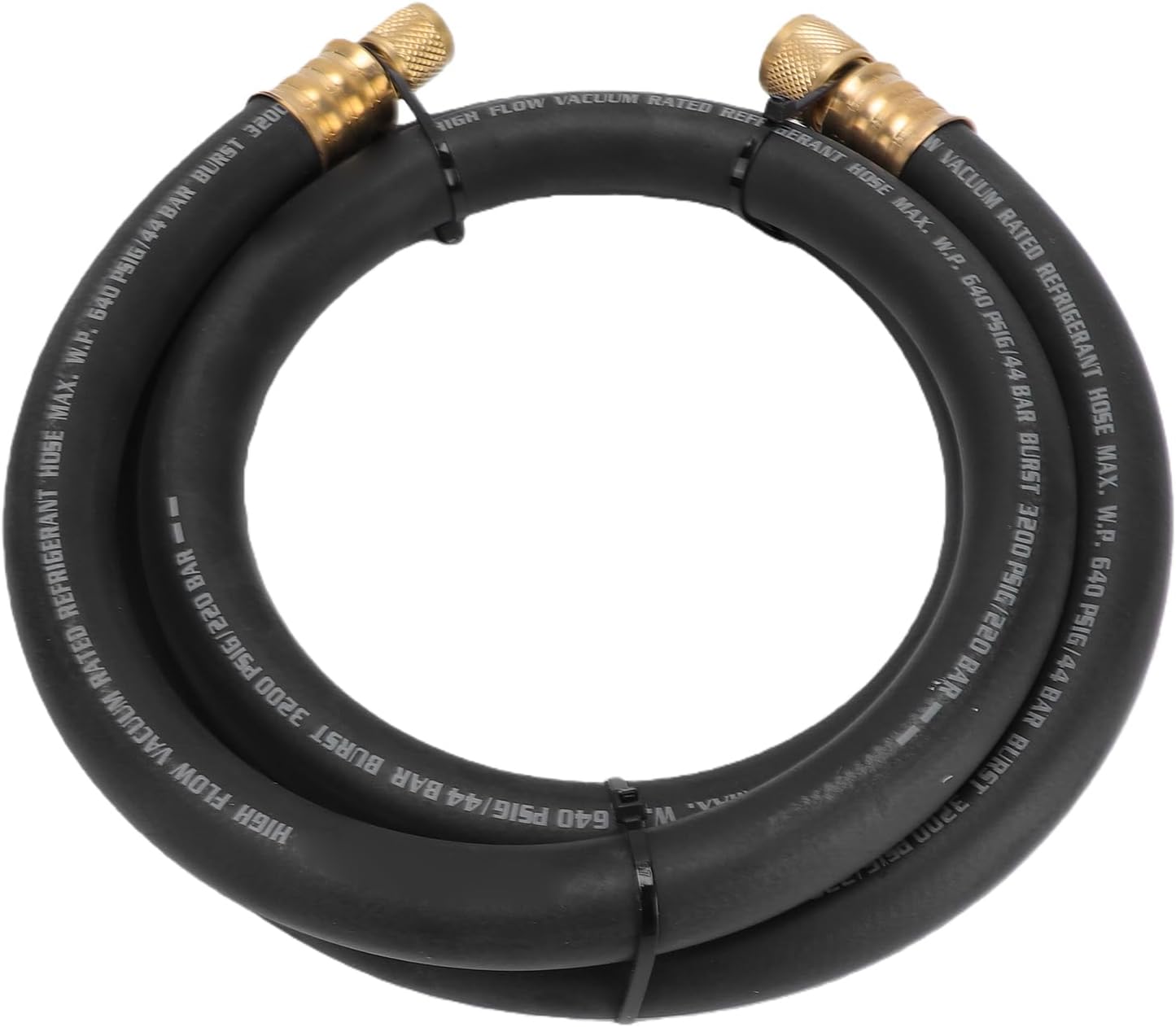 Hyuduo 1/4 to 3/8 Inch Vacuum Hose 1/2 Inch HVAC Refrigerant Charging Hose 6ft Heavy Duty Brass Rubber with 3200 PSI Burst Pressure for R410A R134A R22 R12 R502 Refrigerants