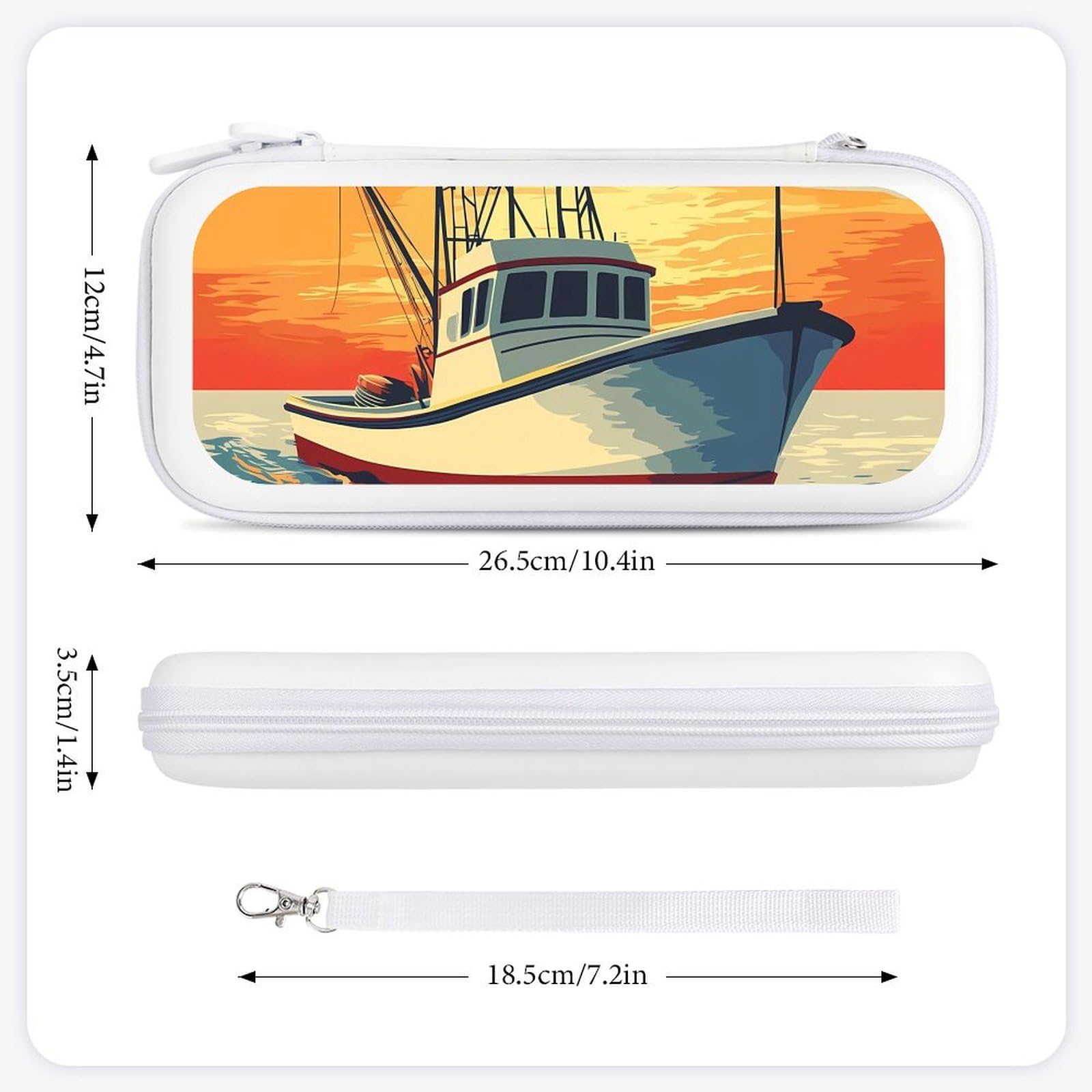 Sunset of A Yacht Compatible with Switch Carrying Case Hard Travel Game Bag Pouch with 15 Games Accessories White-style