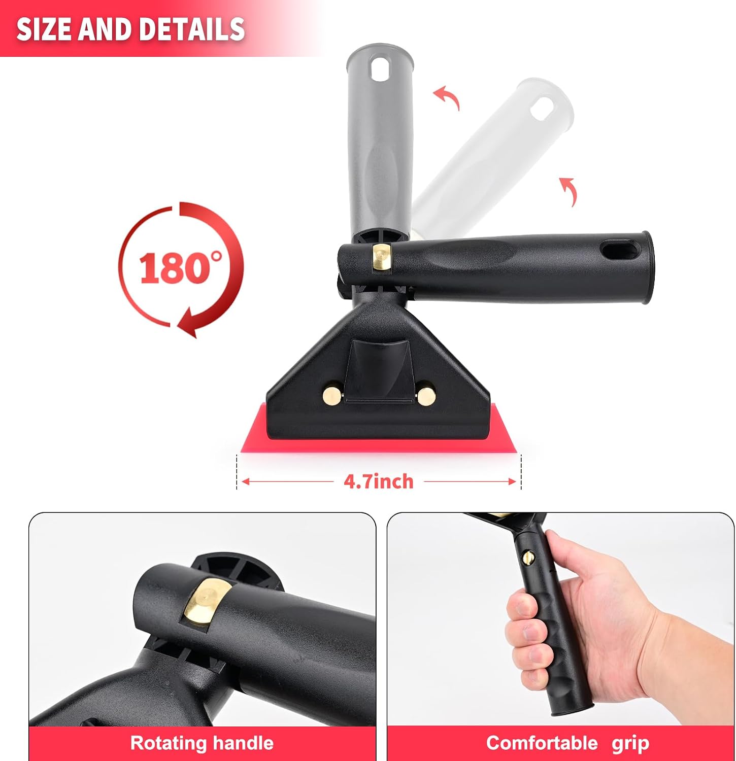 EHDIS Small Window Squeegee for Tinting/Cleaning with 3 Replacement Blades | Flexible Rubber Blade for Tight Spaces Shower Doors, Mirrors, Auto Glass, and Windows Film Installing and Washing