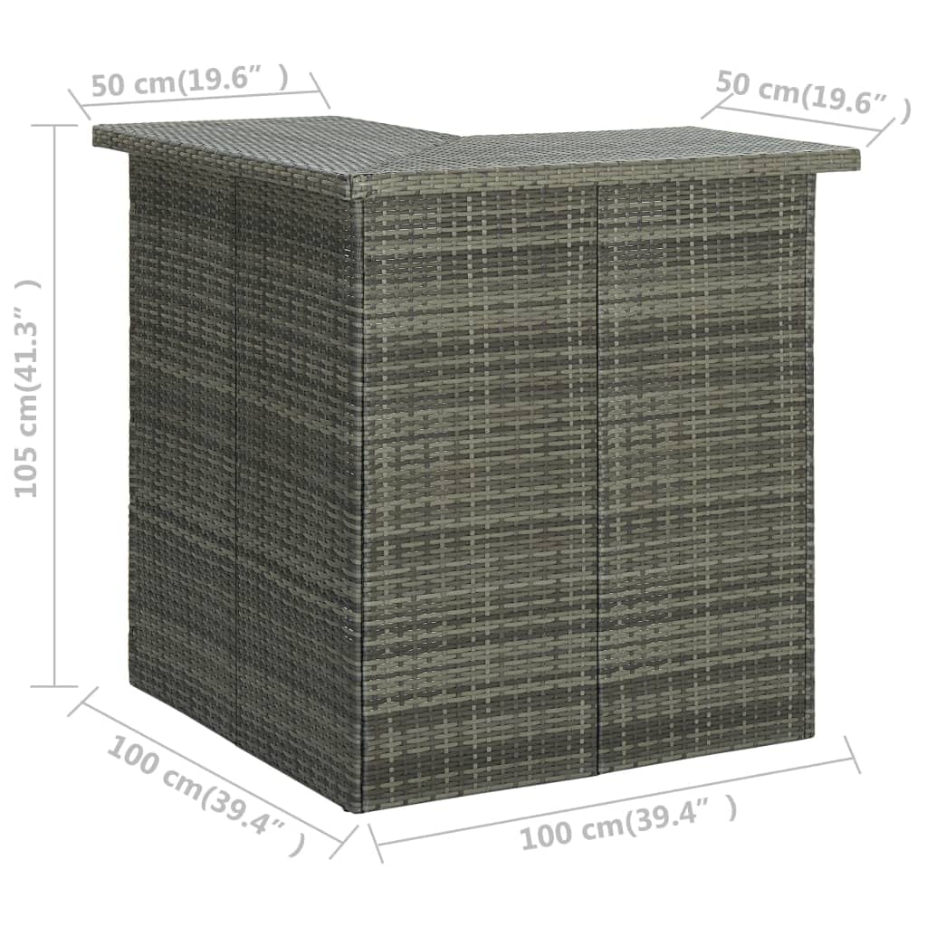 vidaXL Meuble de Bar de Jardin 8 pcs avec Coussins Salon de Jardin Table et Tabourets Résine Tressée Gris