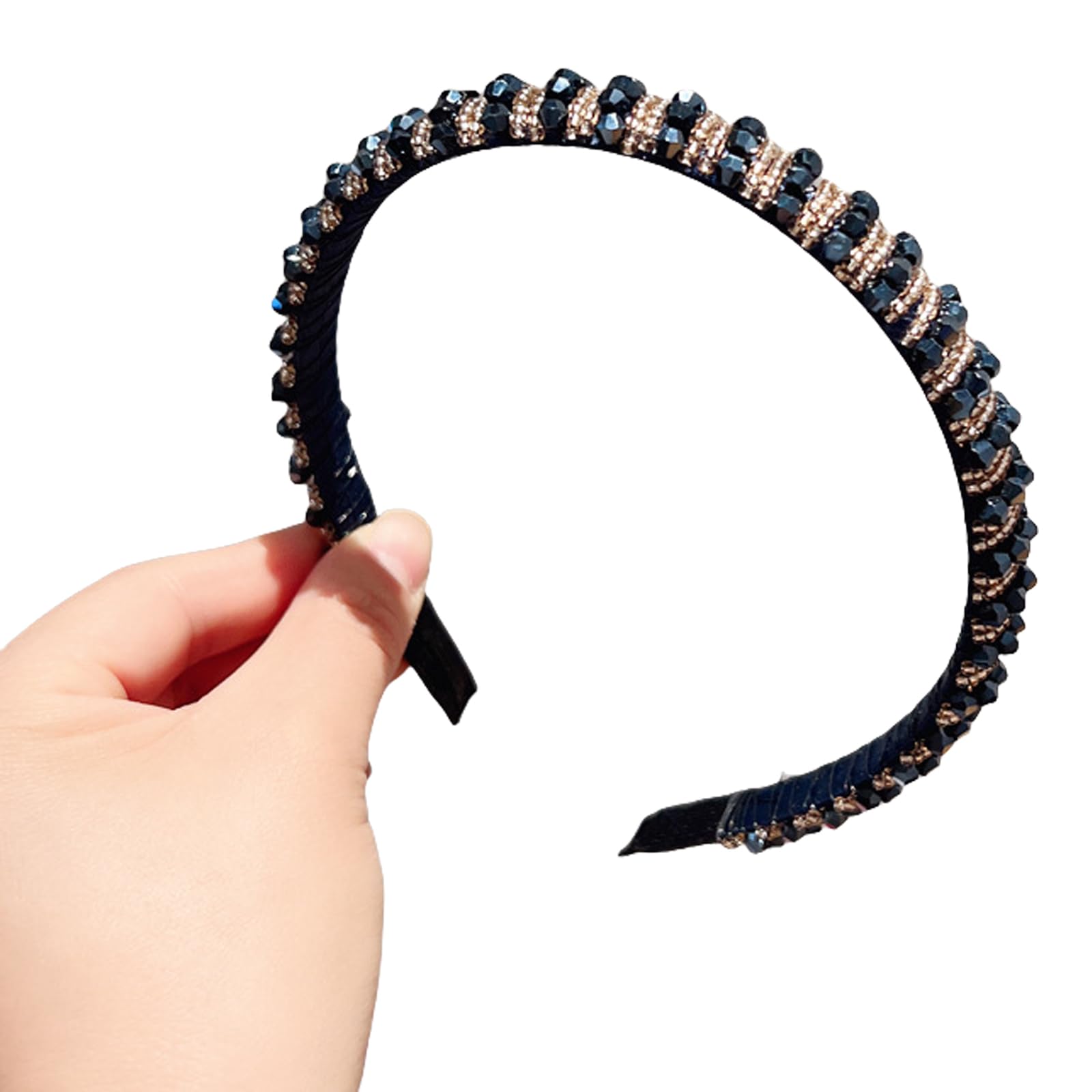 Fentency Shining Crystal Beaded Hair Hoop for Women Blingbling Headband Nonslip Sweet Ballet Hairband for Proms and Everyday Wear