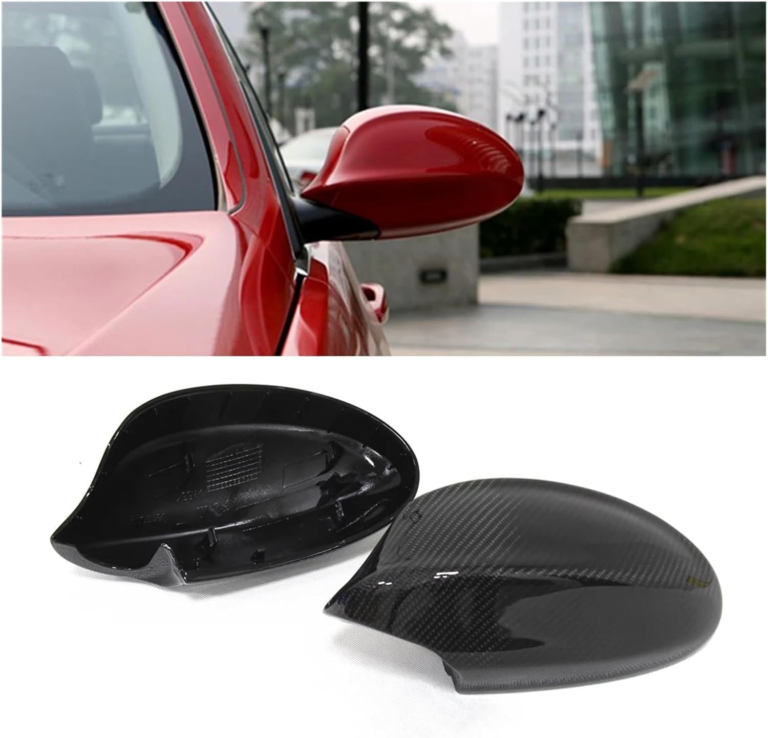 Rearview Side Mirror Cover Compatible with BMW 3 Series E90 E91 2005 2006 2007 2008 Add On/Replacement Type Gloss Black Real Carbon Fiber (Color : Add on)