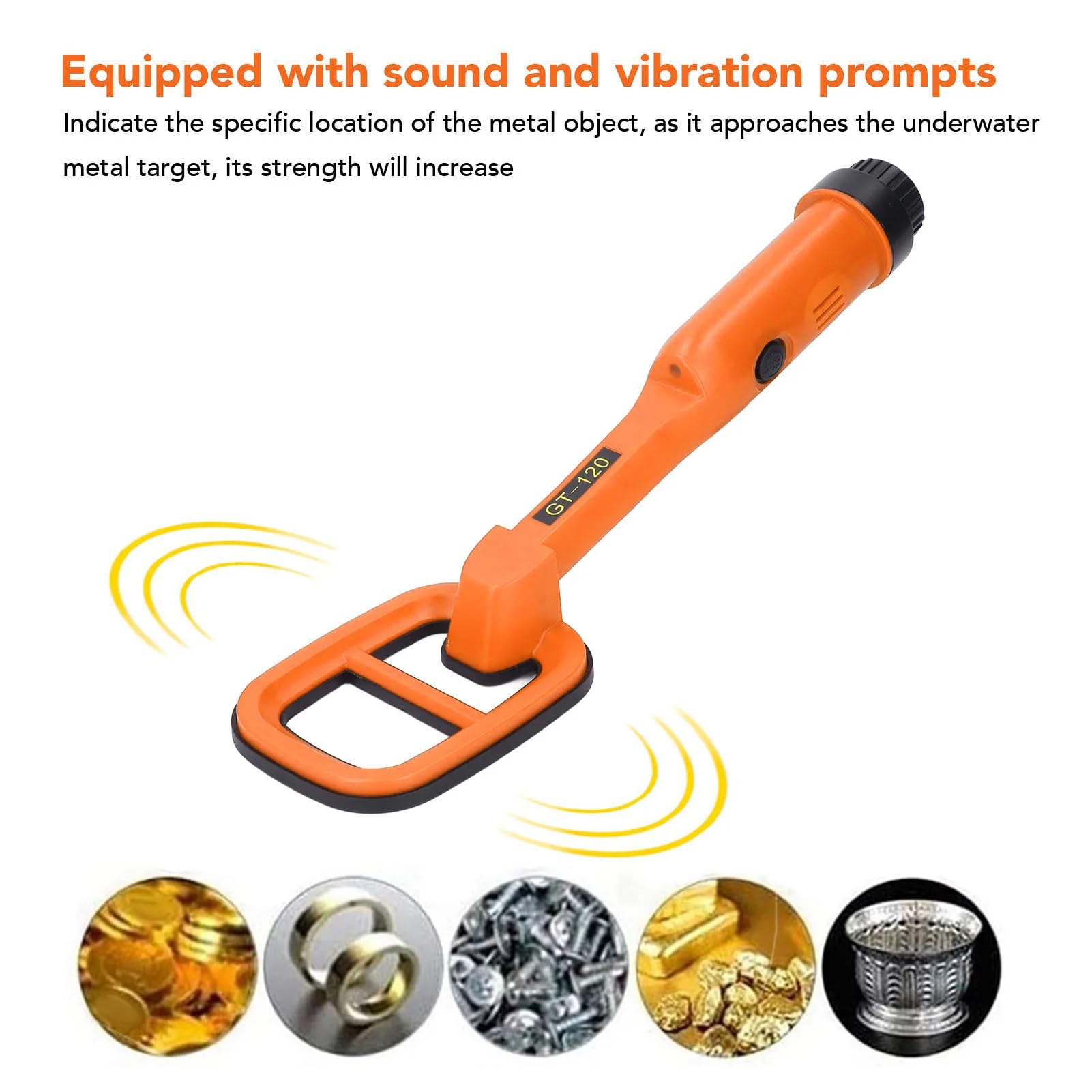 Metal Detector Subacqueo, IP68 Impermeabile 100 Piedi Immersione Profonda Bobina Grande con Luce LED per Adulti Bambini Spiaggia Fiume Lago Immersioni Caccia Al Tesoro (ORANGE)