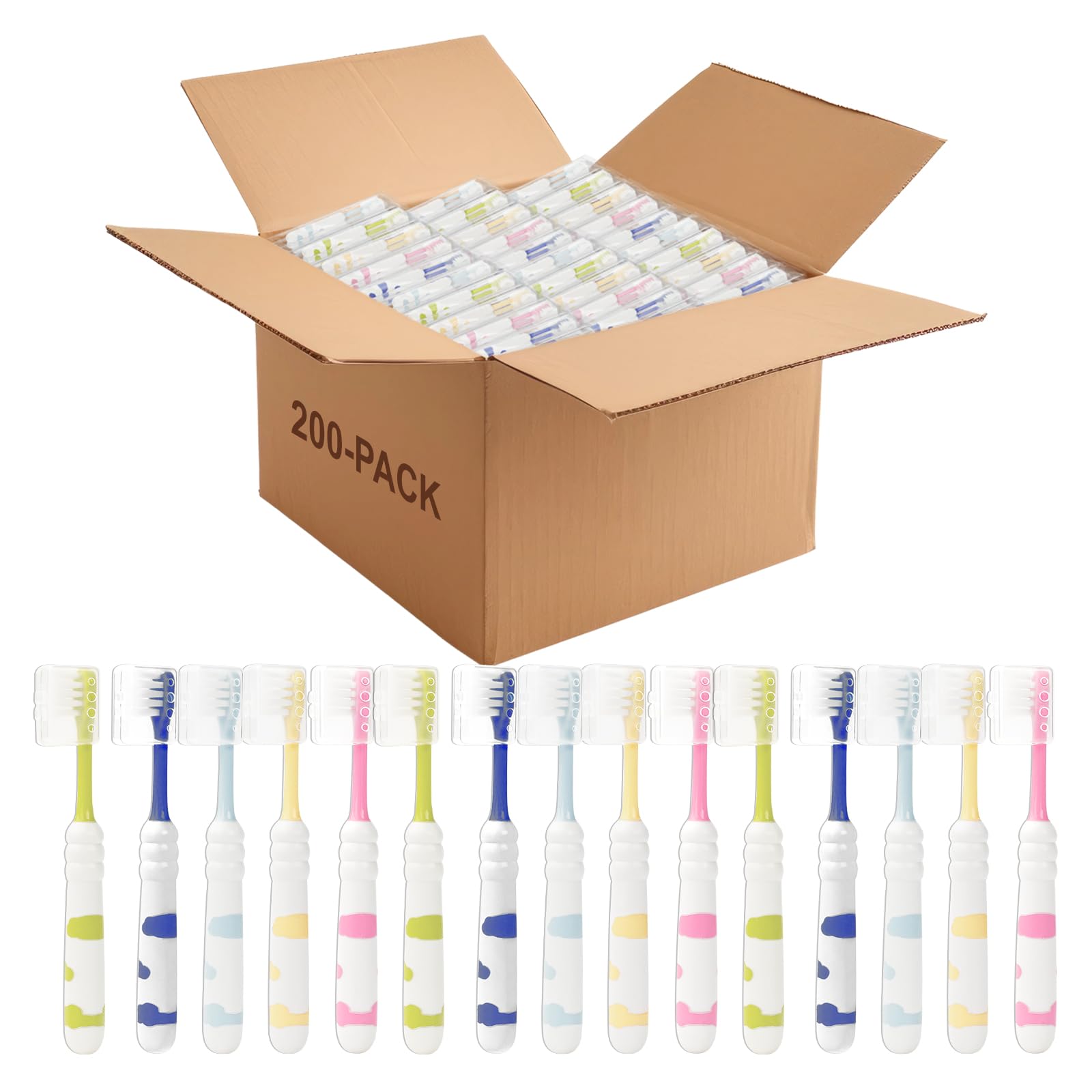 Kinderzahnbürsten, 5 Farben Kinderzahnbürsten, Mit Zahnbürstenhüllen, Einzeln Verpackt, Niedliche Wolken, Weiche Borsten, Geeignet Für Kinder Zu Hause, Zu Gast, Auf Reisen (200)