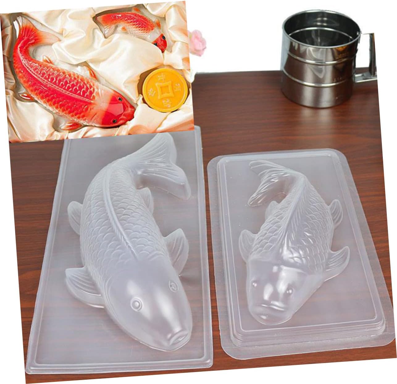 Unomor 10Pcs Jelly Chinese Style Large Fish Pattern PP Steam for Fun Desserts Easy to Use Clean for Chocolate Fondant and Creative Baking