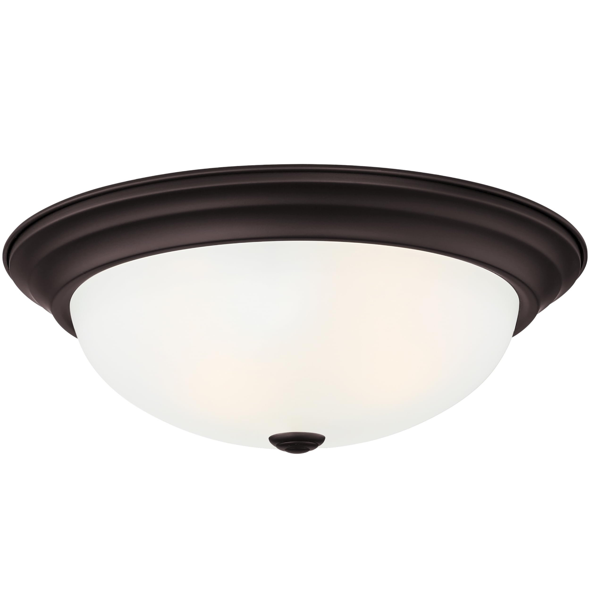 DESIGNERS FOUNTAIN Reedley 2-Lights Flush Mount Ceiling Light, 11 Inch Lighting Fixture for Kitchen, Bedroom, Bathroom, and Hallway, Oil Rubbed Bronze with Etched Glass, 1257S-ORB-W