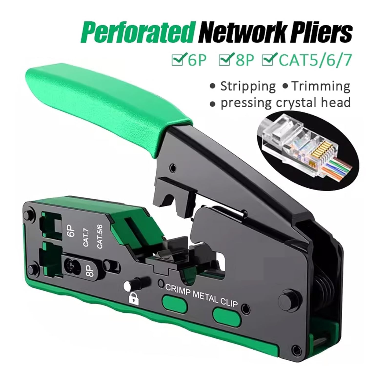 Perforated Network Clamp Network Cable Clamp Crimping Terminal Jack Professional 5 6 7 Class Broadband Universal