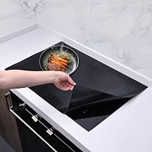 KitchenRaku Large Induction Cooktop Protector Mat, (Magnetic) Electric Stove Burner Covers Antiscratch as Glass Top Stove Cover (Unembellished Black, 20.4"x30.7")