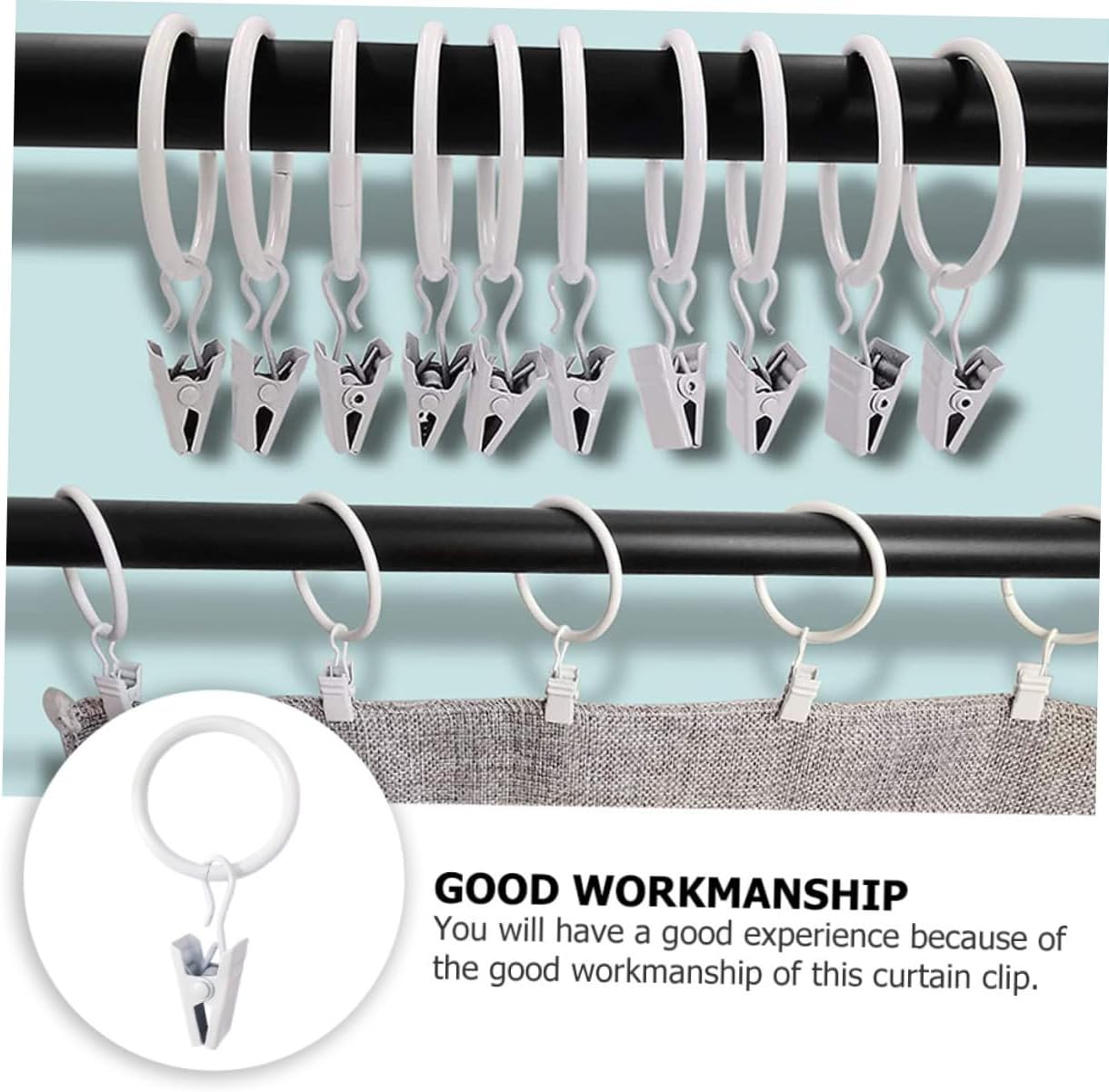 Cabilock 30pcs Curtain Clips with Iron Shower Curtain Clips Smooth Edges for Bedroom Living Room Bathroom and Restaurant Use Easy to Install Secure Grip