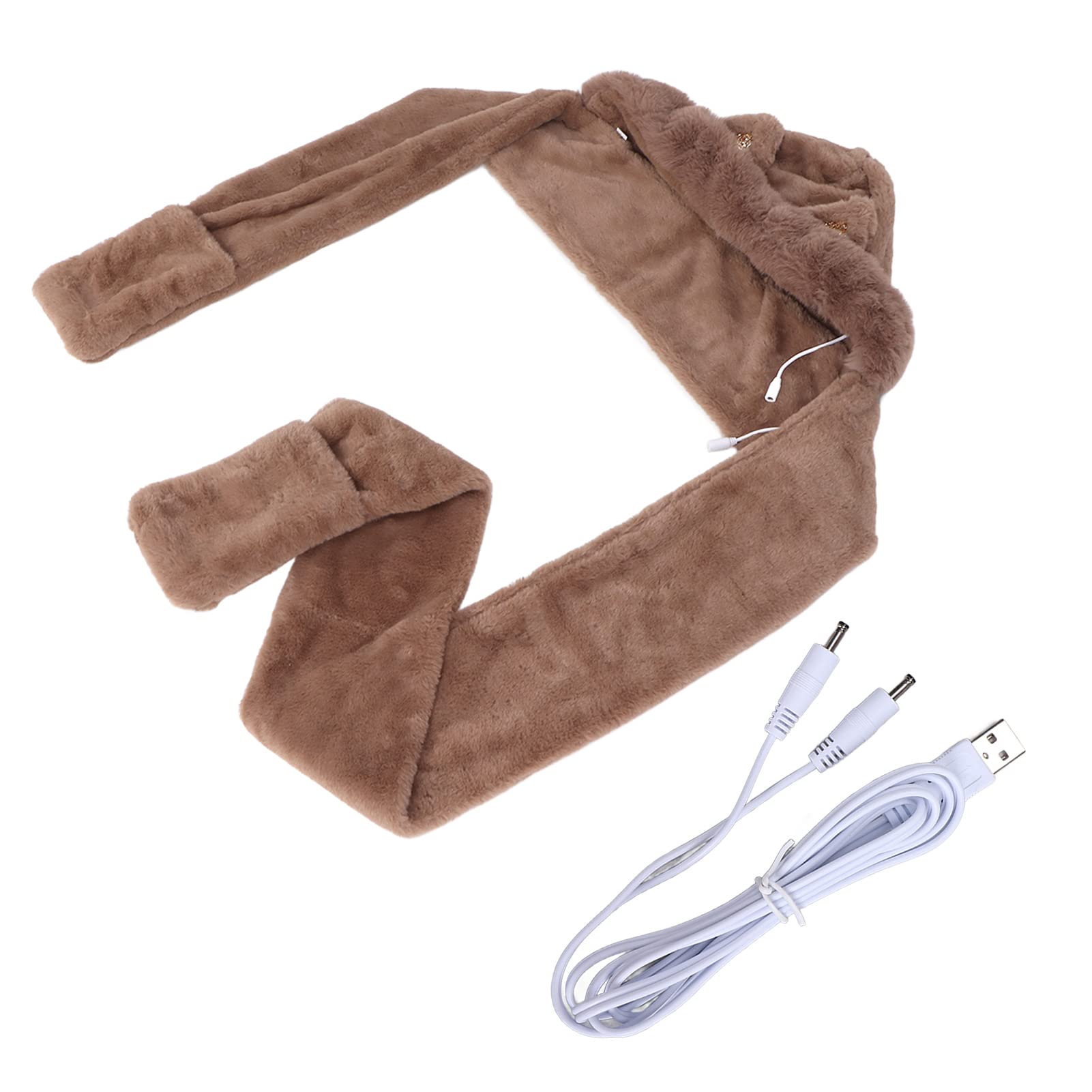 3 w 1 Wielofunkcyjny podgrzewany szalik Kapelusz Rękawiczki USB Elektryczny ciepły szalik na zimę Kawowy kolor Pluszowy kapelusz zwierzęcy Szalik na zimną porę roku