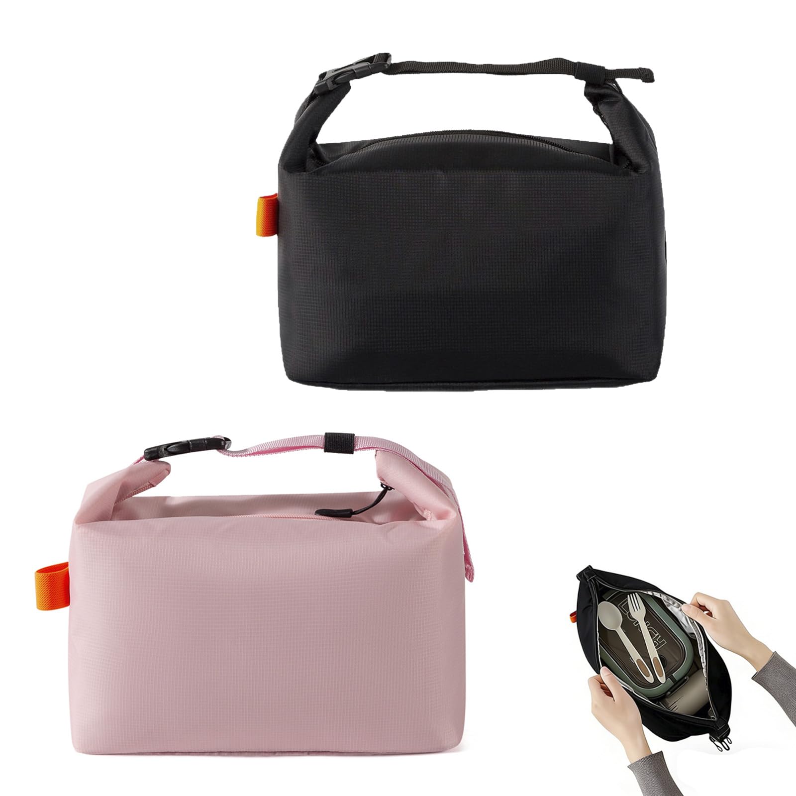 WZHHDM 2PCS Tote Lunch Bag for Women Men, Lunch Bag, Reusable Leak-Proof Lunch Tote Leak Proof Cooler Bag with Handle Cool Bags for Travel Work School Picnic