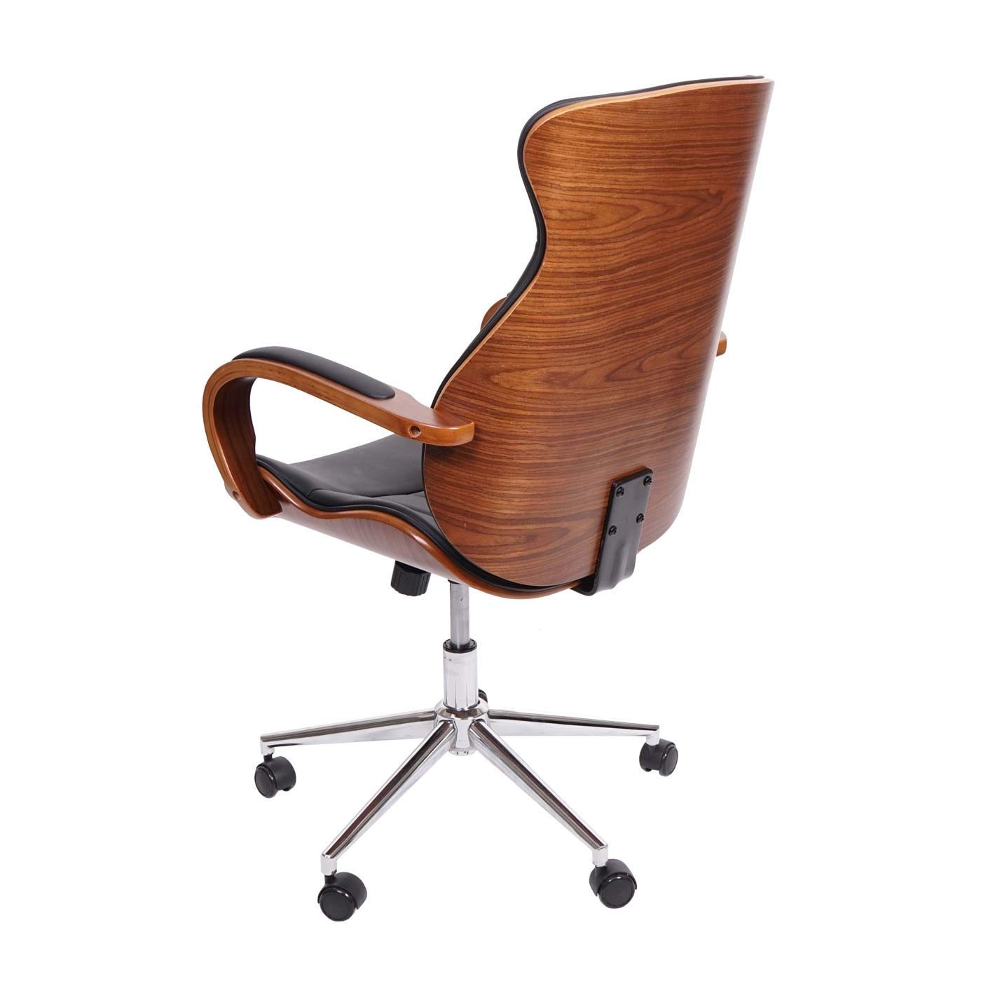 Mendler Bürostuhl HWC-H39 Kunstleder Bugholz, Walnuss-Optik - schwarz
