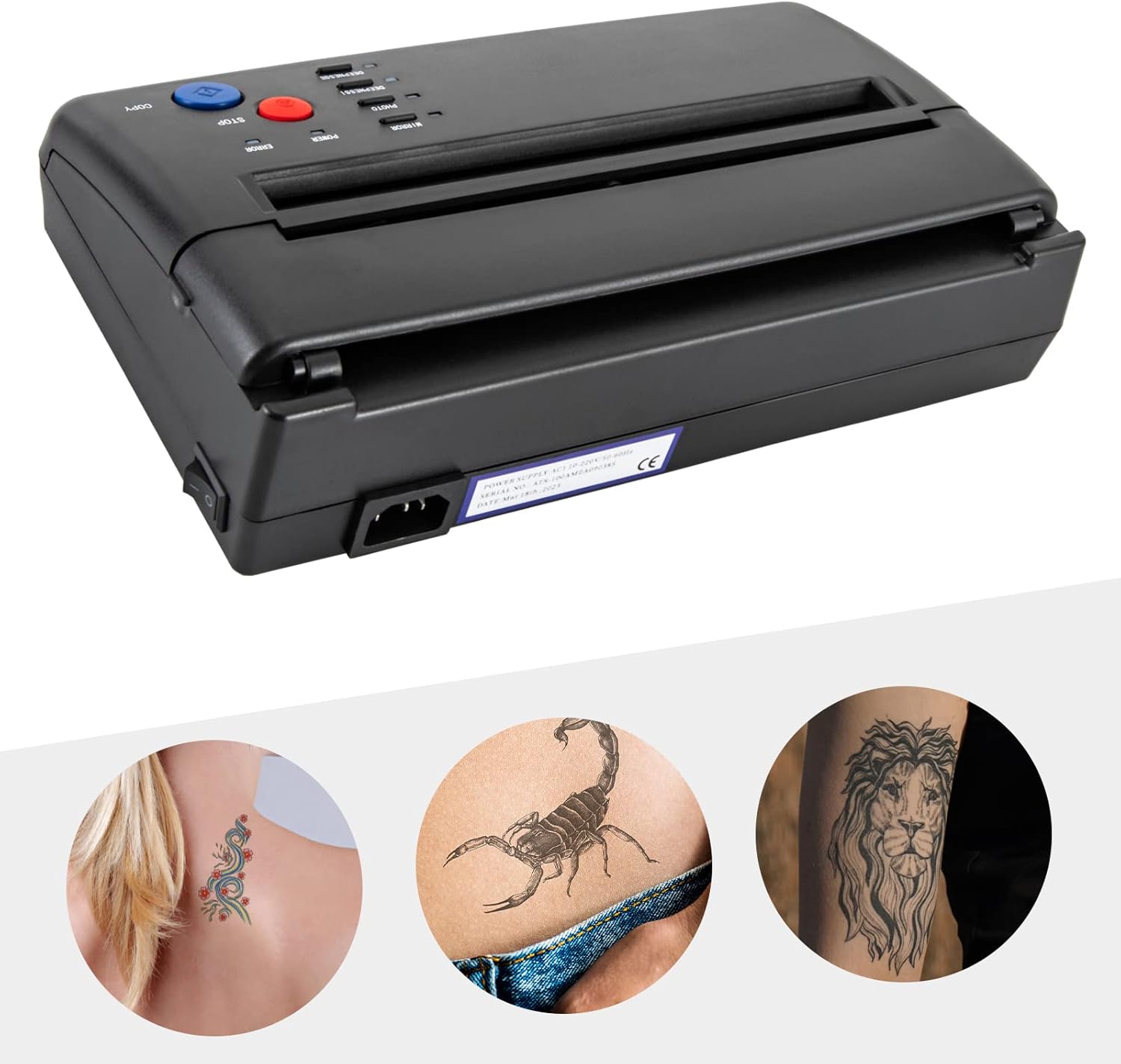 Tattoo Stencil Transfer Copier Printer, Tattoo Transfer Machine, 110-220V ABS Thermal Maker, HD Mirror Transfer for Studio/Parties (A4 Paper) for tattooing Artists