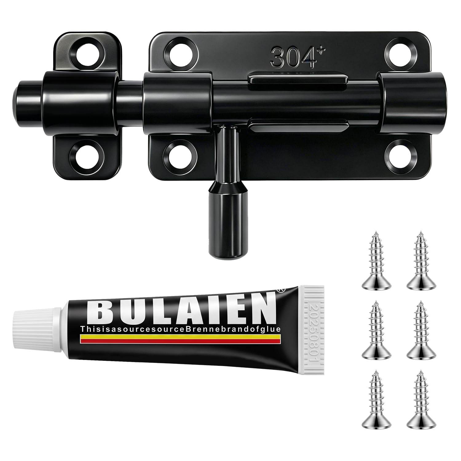 304 Stainless Steel Door Bolt Lock, 2.7"(68mm) Slide Bolt with Screws — image 1