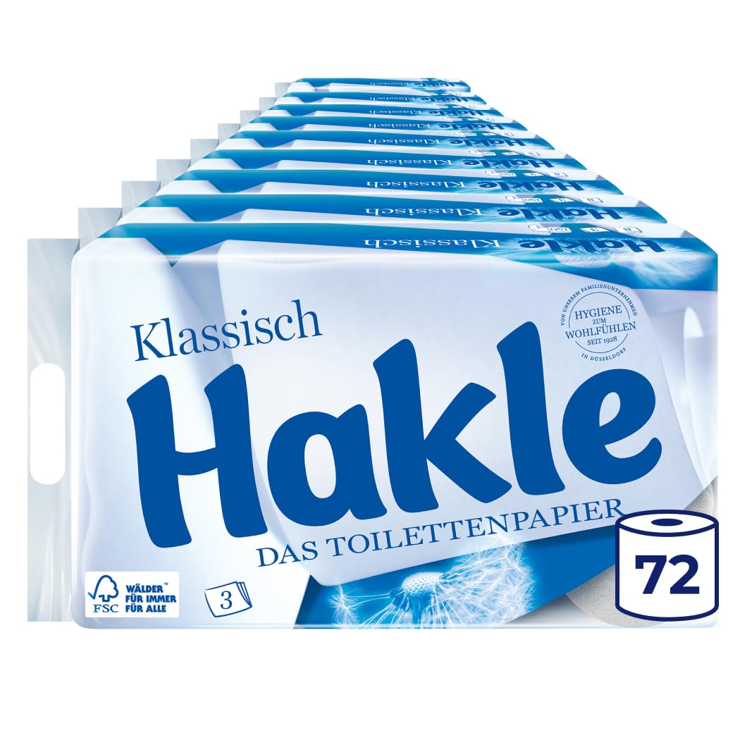Hakle Klasyczny papier toaletowy – 72 rolki, delikatne czyszczenie i pielęgnacja dla dobrego samopoczucia