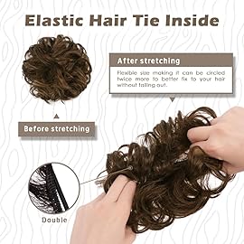 BARSDAR Human Hair Bun Extensions - Medium Brown Real Hair Bun Extensions for Women - Real Human Hair Bun Hairpieces Natural Chignon Scrunchie Updo Daily - Medium Brown Mixed