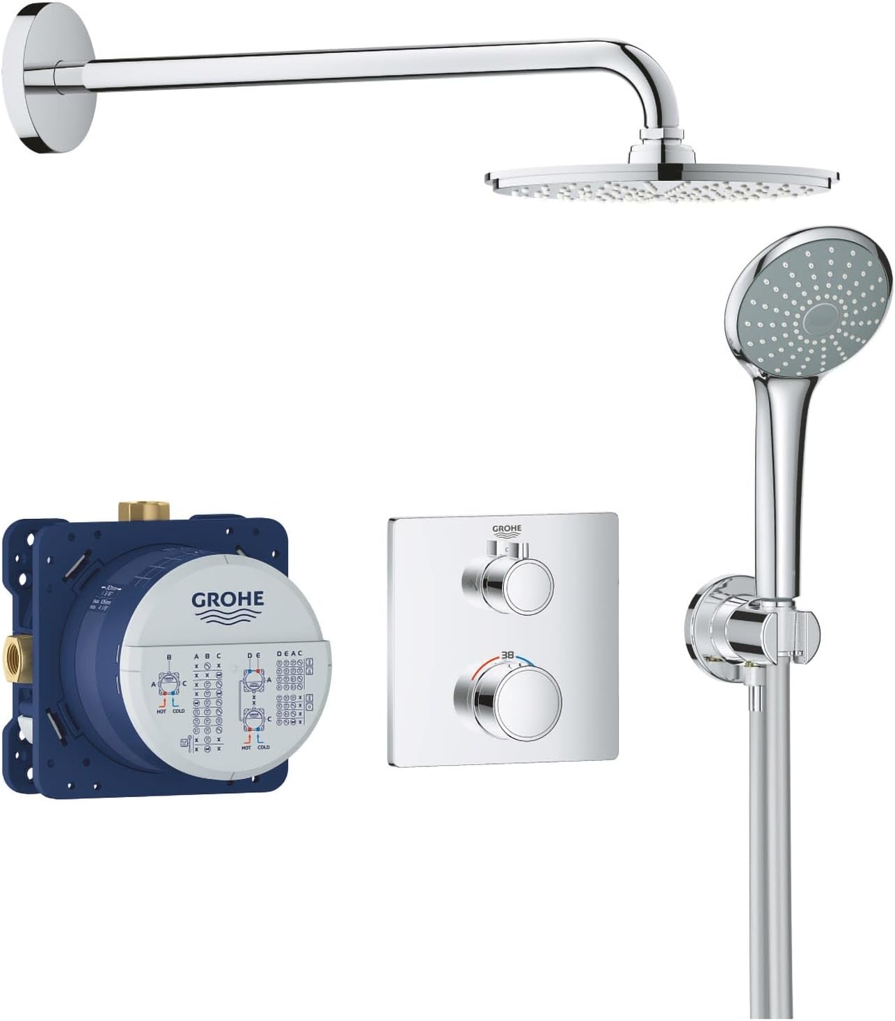 Grohe 34734000 Shower System Flush-Mounted with Rainshower Cosmopolitan 210 - Chrome, 34734000