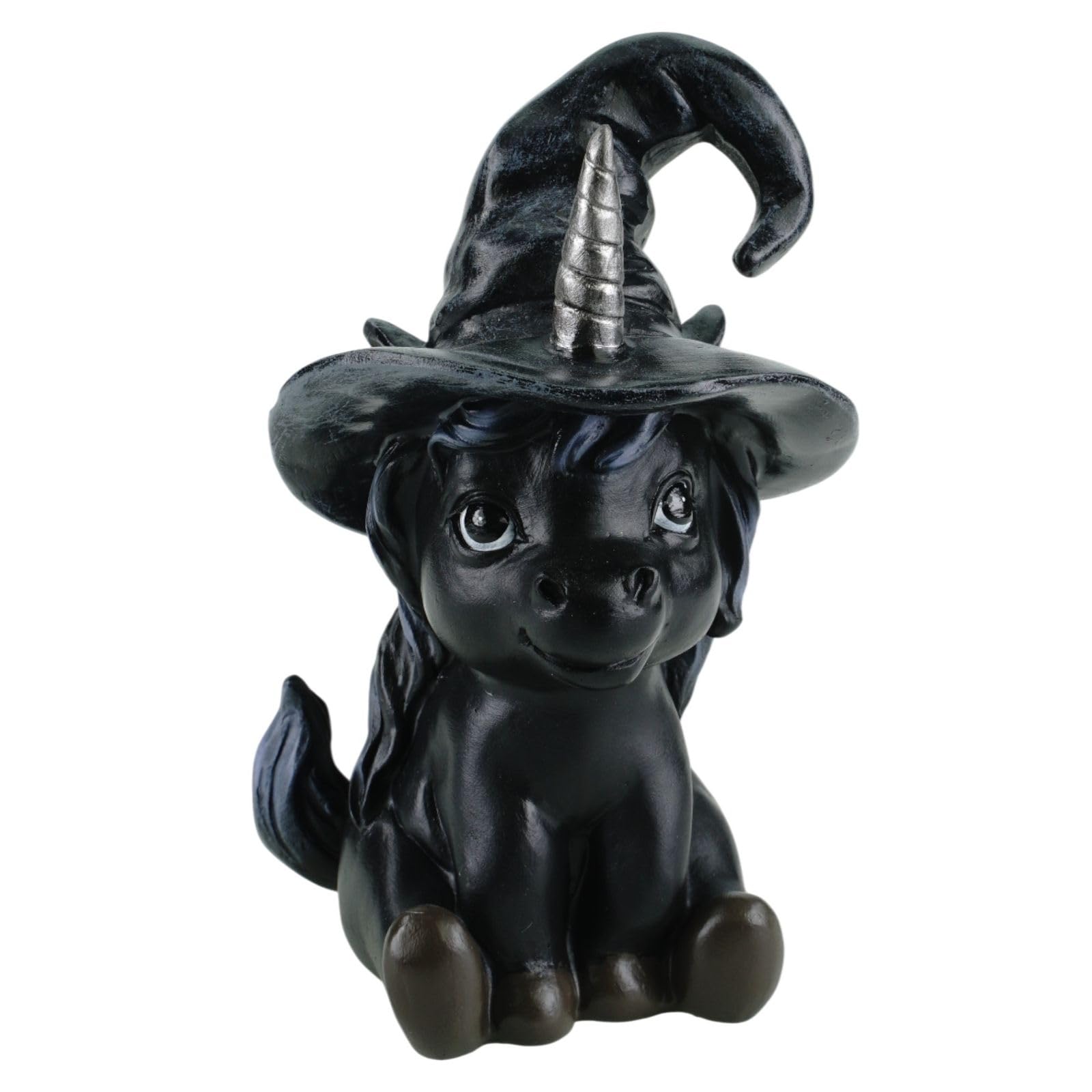 Figurine de sorcière licorne noire Kremers Schatzkiste de 16 cm