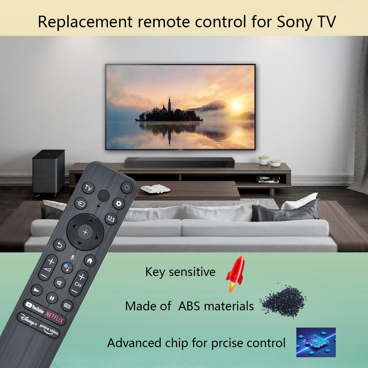 GHUST RMF-TX800U Telecomando vocale di ricambio per Sony Smart 4K 8K TV XR-42A90K XR-48A90K XR-55A95K XR-55X90K XR-65A80K XR-65A95K XR-65X90K XR-65X95K XR-75X9OK XR-75K X95K XX R-85X90K XR-85X95K