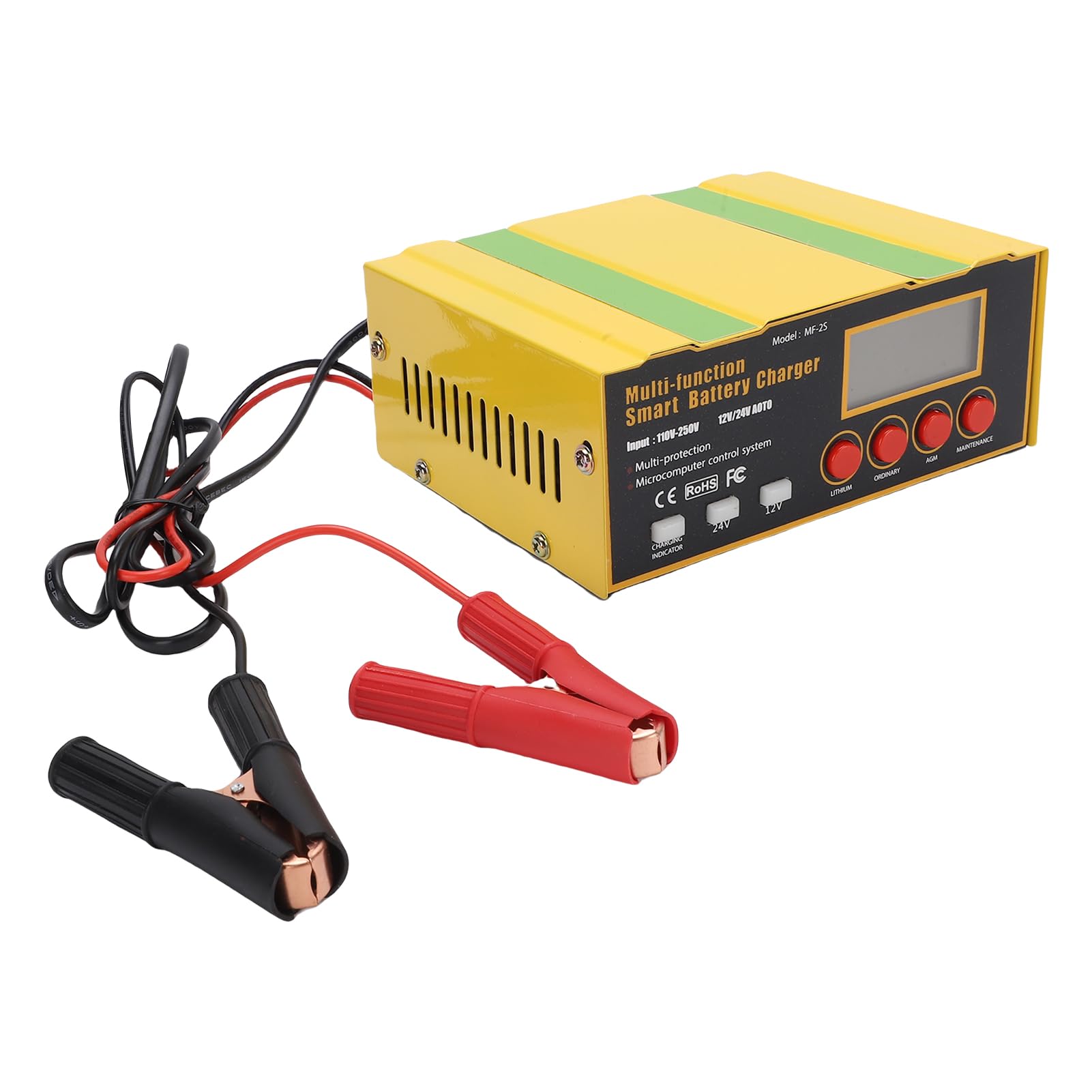 Inteligentna ładowarka do Akumulatorów, ładowarka Samochodowa 12 V 24 V W Pełni Automatyczny Konserwator ze Wskaźnikiem LED, Wiele zabezpieczeń, do Akumulatorów AGM SLA GEL Wet (wtyczka UE)